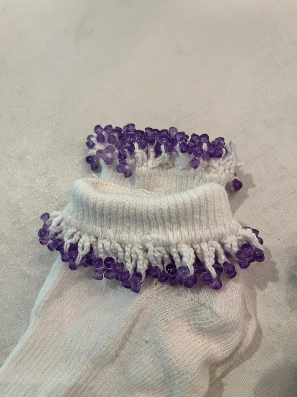 Vintage handmade heavily beaded fold over ankle sock bundle. GUC!